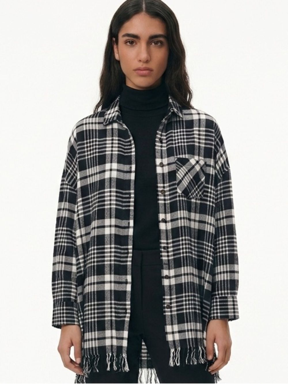 UMGEE | Plaid Black & White Women's Button Down Oversized Shirt Women’s Size M